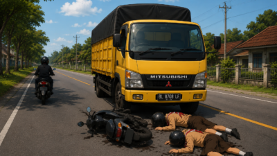 ‎Kecelakaan Maut di Aceh Utara, Dua Pelajar Tewas Terlindas Truk
